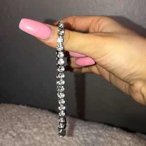 STERLING SILVER GLASS DIAMOND BRACELET